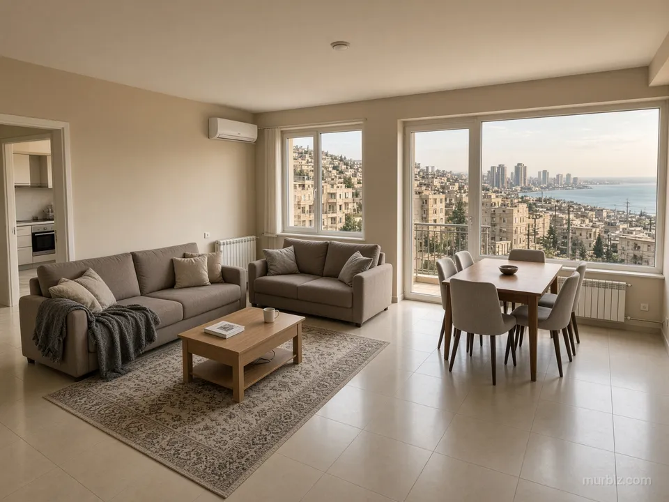 Three-room apartment with a bay view in Yasamal