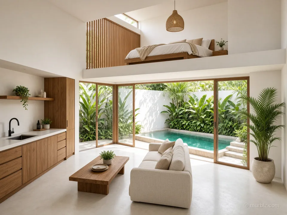 A one-bedroom loft with a plunge pool near Bingin and Dreamland beaches