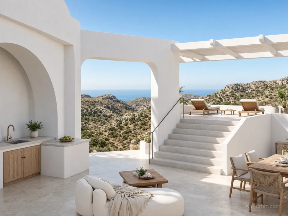 A new two-bedroom villa with a roof terrace near Melasti beach