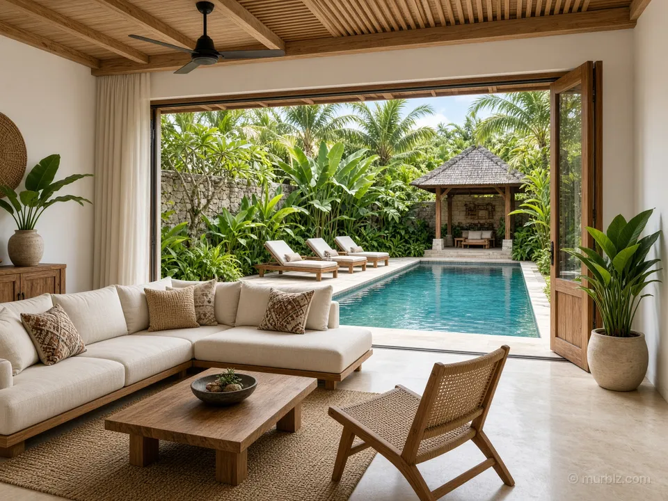 A two-bedroom villa with a pool in a gated complex