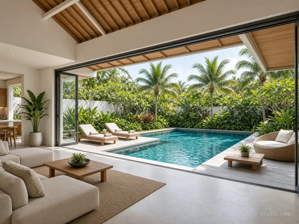 A three-bedroom villa with a large pool in Pererenan