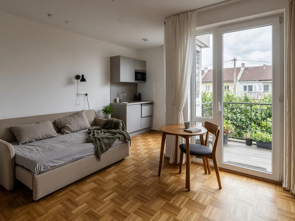 Căn studio 29 m² có sân hiên trong tòa nhà mới cách biển 300 m
