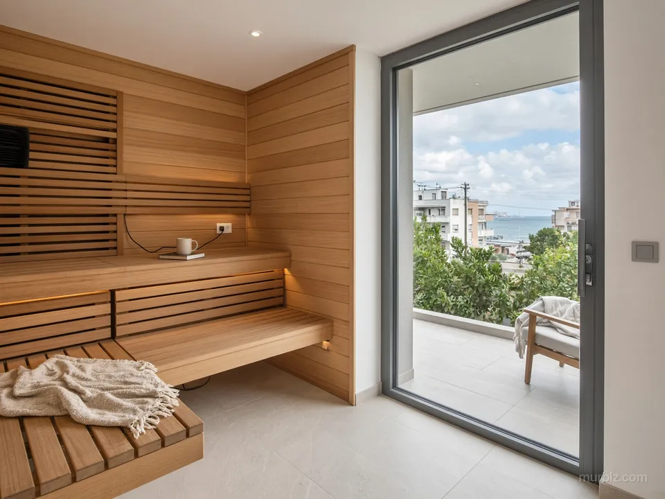 Căn hộ ba phòng ngủ 106 m² có phòng xông hơi và bốn sân hiên