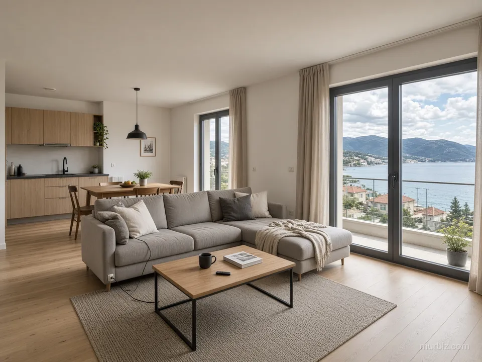 Căn hộ một phòng ngủ 44 m² trong tòa nhà mới ở hàng đầu tiên cạnh biển