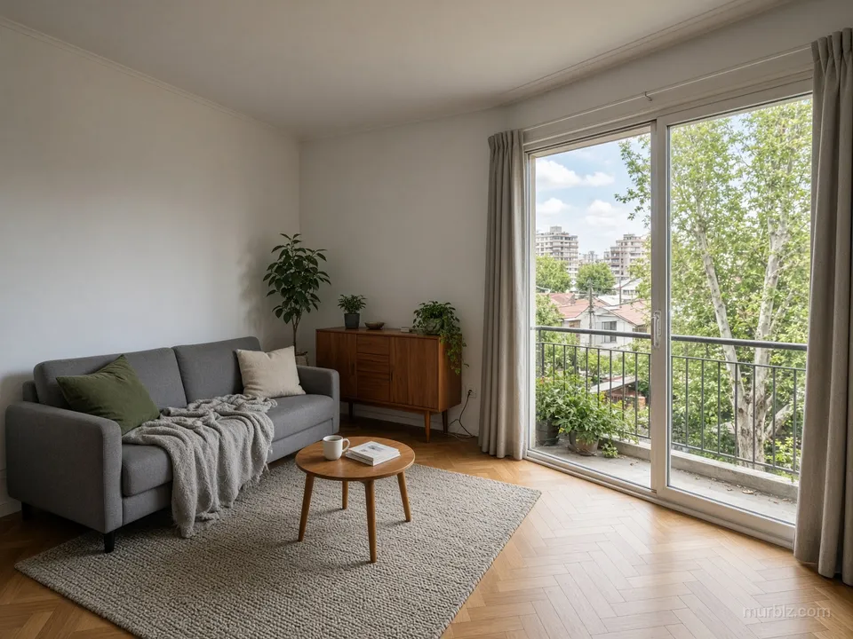 Two-bedroom apartment in green Ñuñoa