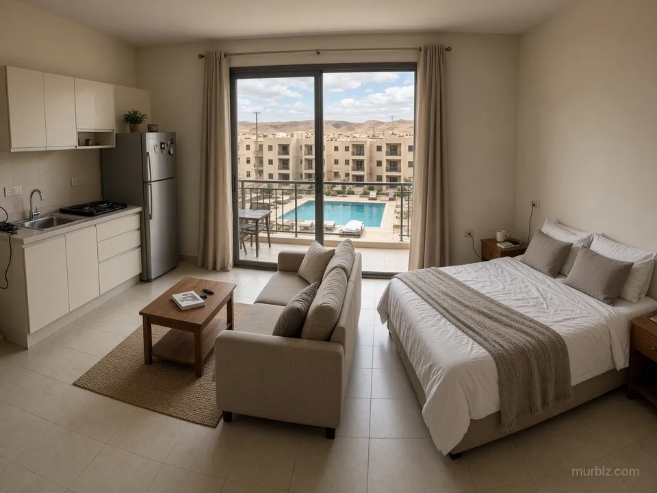 Căn studio 38 m² có nội thất trong khu phức hợp có hồ bơi