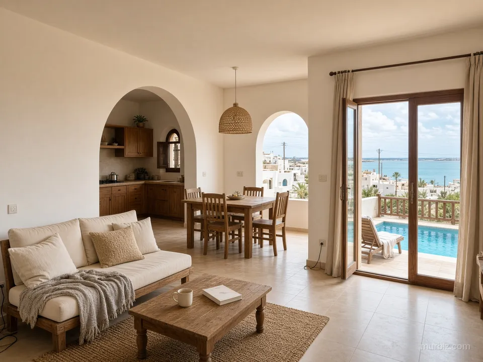 Căn hộ một phòng ngủ 76 m² có ban công nhìn ra hồ bơi ở El Gouna