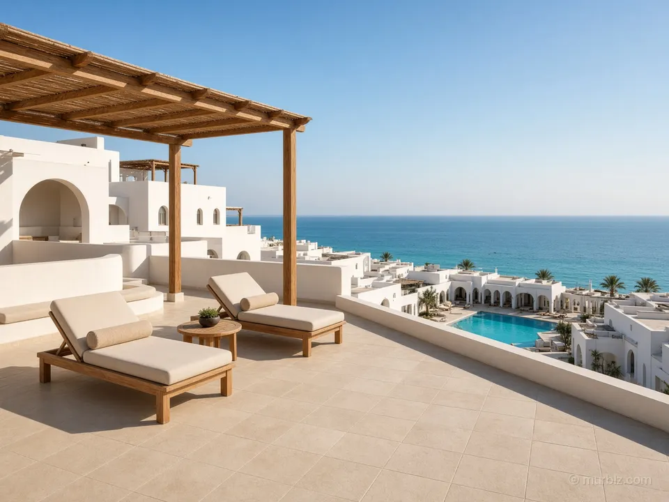A studio with a roof terrace by the sea for a 1-year residence permit