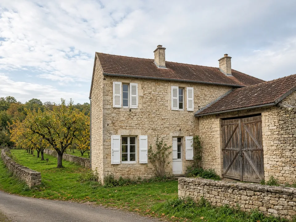 A four-bedroom house with a barn and an orchard in the Dordogne