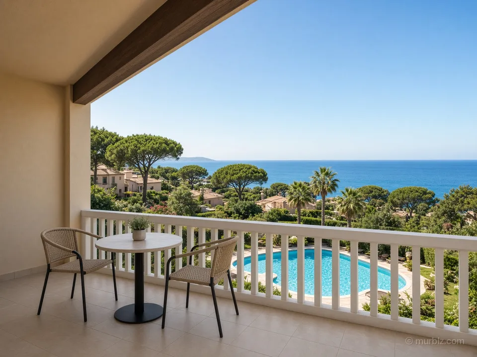 A sea-view apartment in a gated complex with a pool