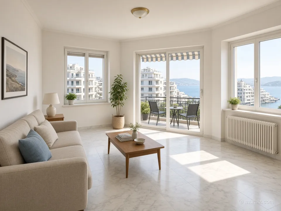 A two-bedroom apartment renovated in 2018 in the port city of Volos