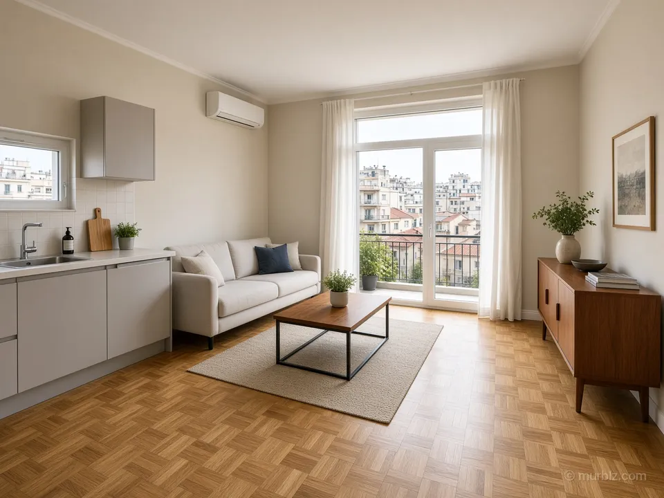 A two-bedroom apartment with balconies in central Thessaloniki by the metro