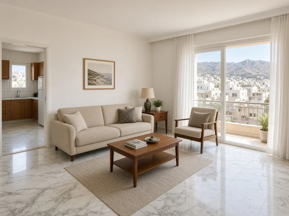 A spacious two-bedroom apartment with a storage room in Crete's main city
