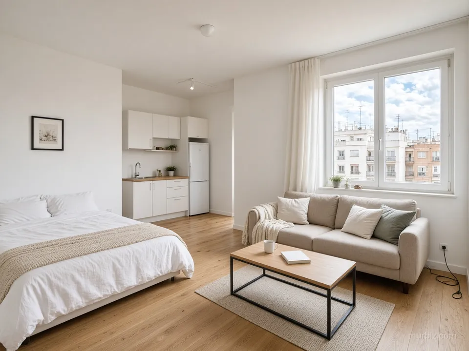 Merkezin yanında yenilenmiş 40 m² stüdyo loft