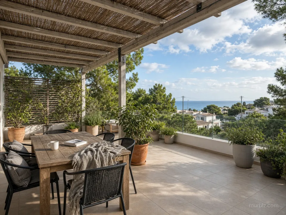 Santa Eulària'da teraslı ve deniz manzaralı 115 m² 3+1 daire