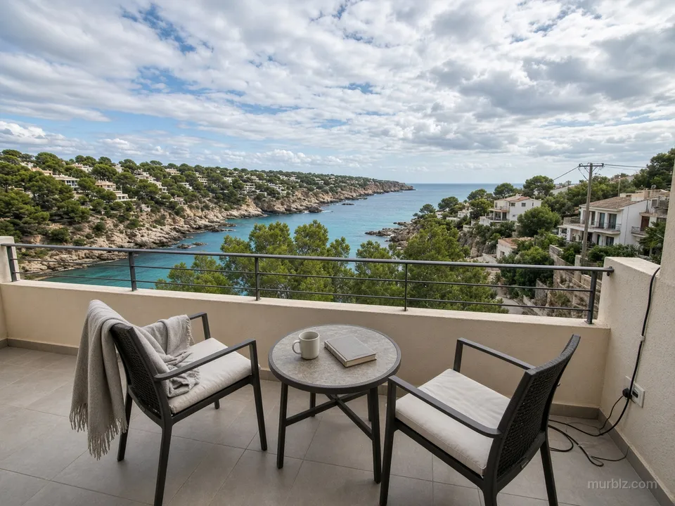Cales de Mallorca'da deniz manzaralı teraslı 36 m² stüdyo