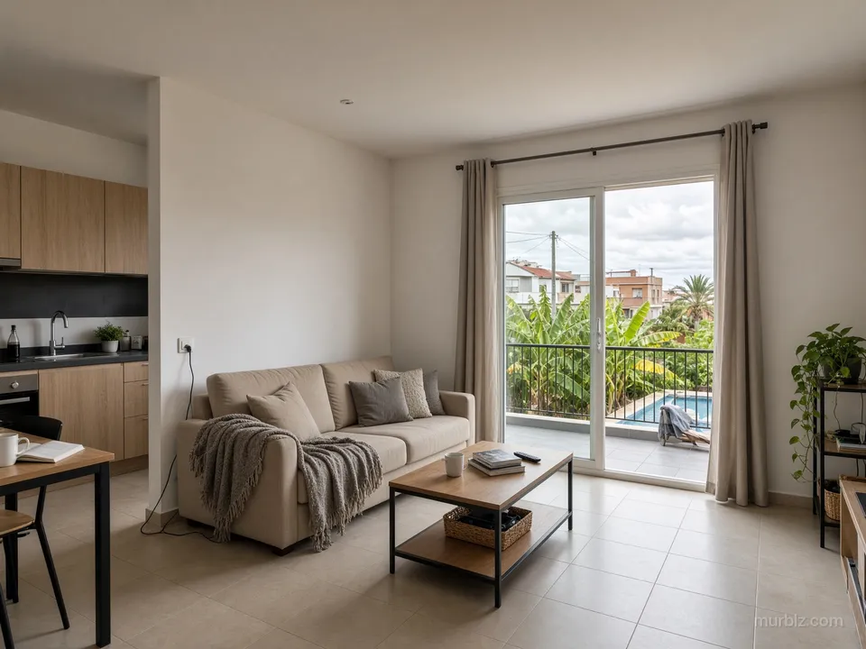 Puerto de la Cruz'da teraslı ve bahçe manzaralı 45 m² 1+1 daire