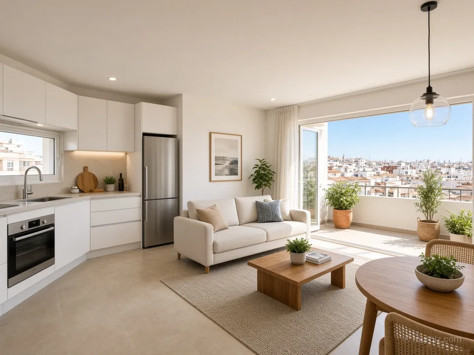 A one-bedroom apartment with a terrace 10 minutes from the historic centre