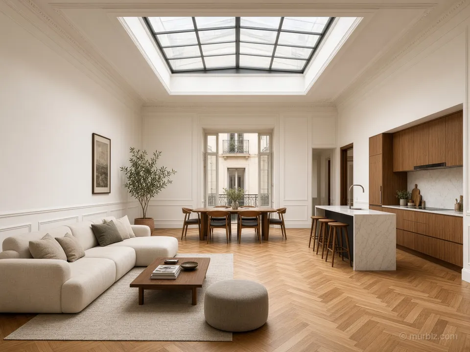 A 93 m² two-bedroom apartment in a 1910 modernist building