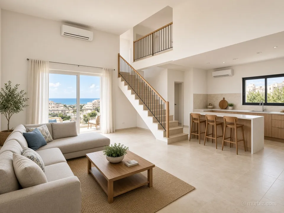 A two-level apartment with sea views and two balconies