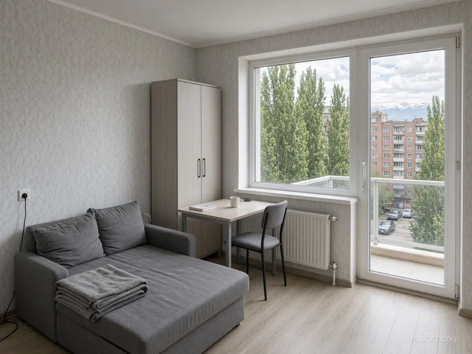 A one-room apartment in the Alamedin-1 microdistrict