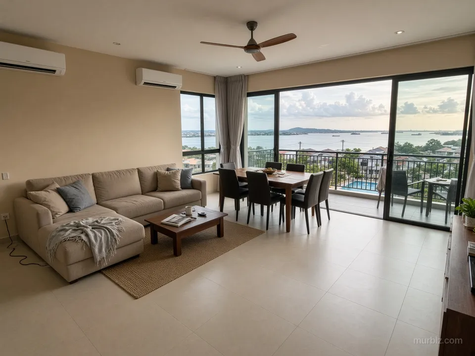 Four-bedroom apartment with a sea view in Gelugor