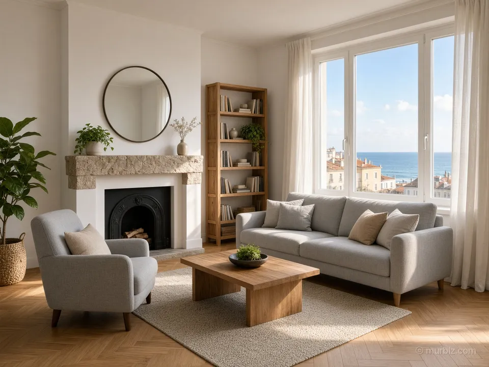 A two-bedroom apartment with a fireplace by the station near Lisbon