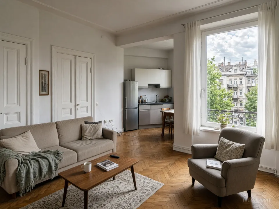 Căn hộ 40 m² có sân hiên cạnh bờ sông Sava