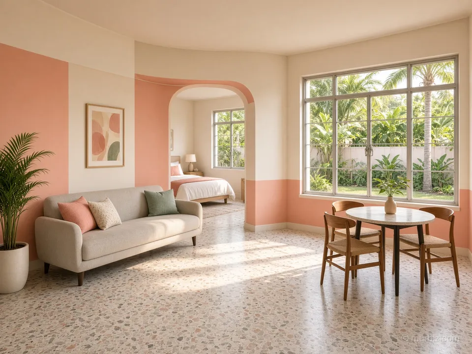 An apartment in an Art Deco building three blocks from the beach