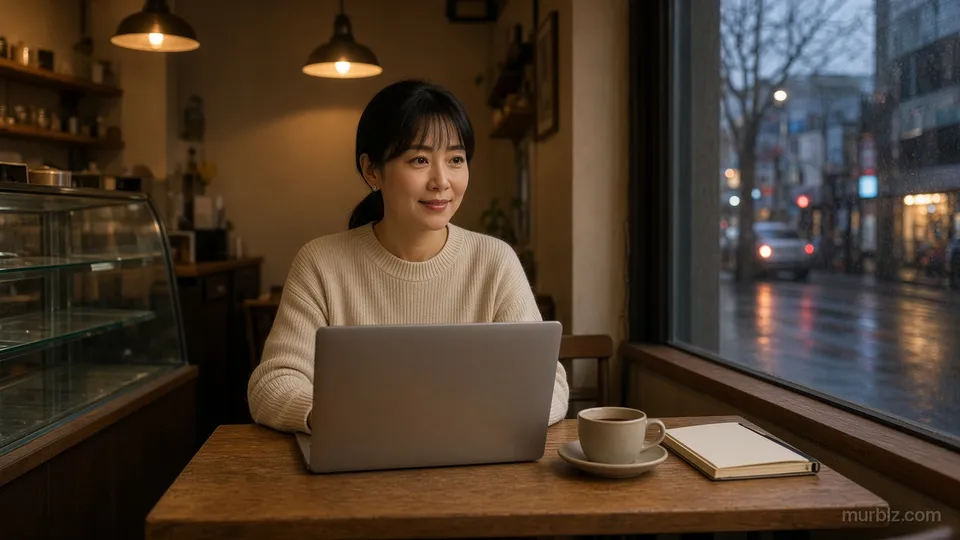 영업이 끝난 서울의 작은 카페에서 정다은 씨가 자신을 향한 노트북 앞에 앉아 온라인 상담 중에 창밖을 바라보고 있습니다