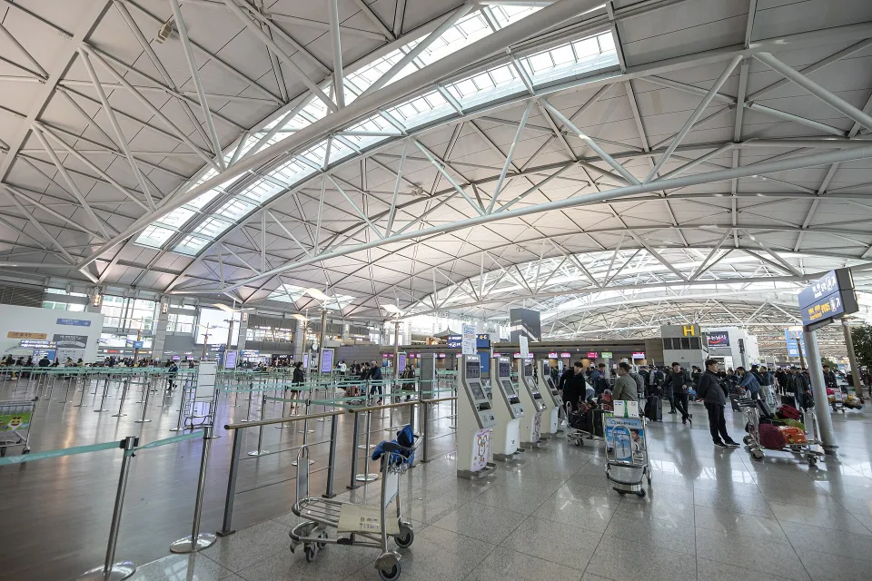 The departure hall of Incheon International Airport